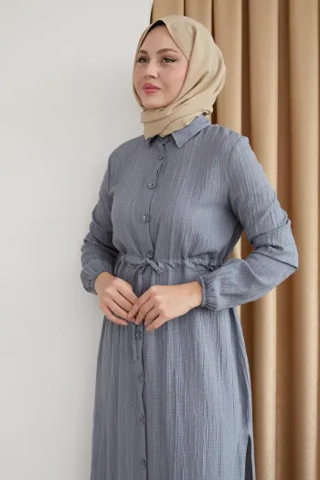 Long Tunic and Trousers Brow Gray Suit