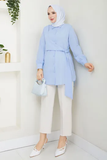 Side Tie Tunic Blue
