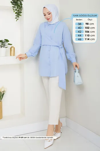 Side Tie Tunic Blue