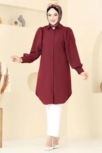 Balloon Sleeve Hijab Tunic Dark Burgundy