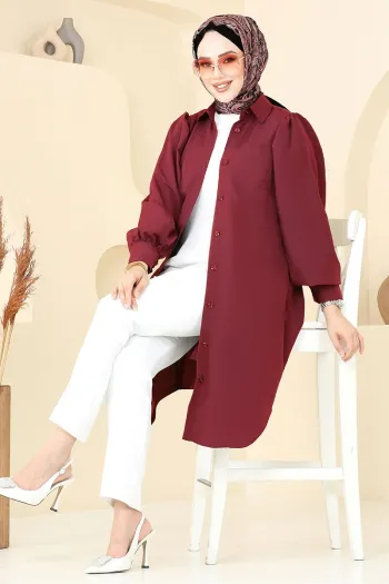 Balloon Sleeve Hijab Tunic Dark Burgundy
