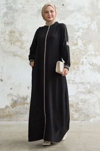 Half Sleeve Ribbed Black Abaya