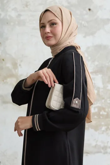 Half Sleeve Ribbed Black Abaya