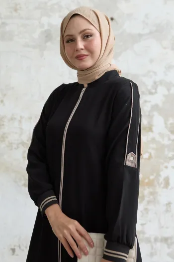 Half Sleeve Ribbed Black Abaya
