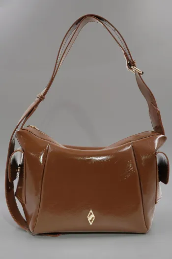 Shoulder Bag with Pocket Detail, Tan
