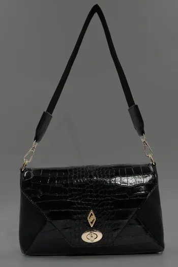 Emblem Shoulder and Handbag Black