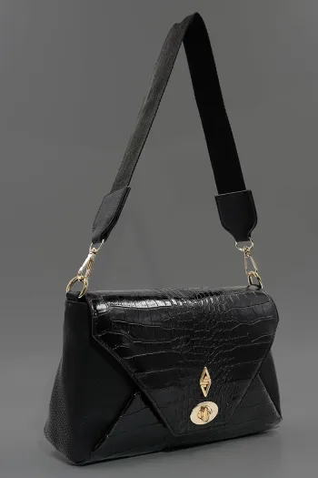 Emblem Shoulder and Handbag Black