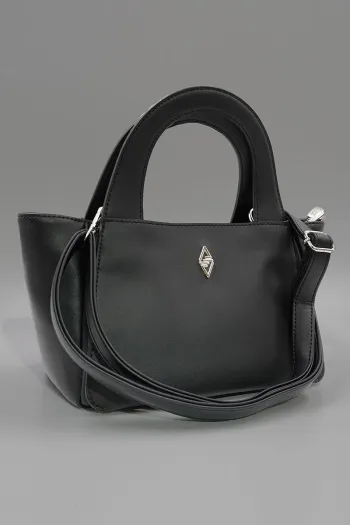 Emblem Hand and Shoulder Bag Black