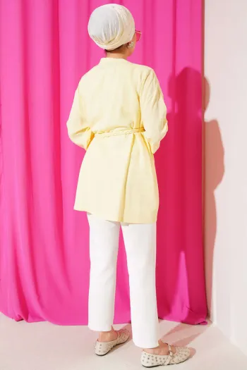Knitted Belted Kimono Yellow
