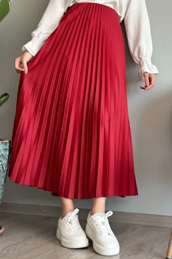 Burgundy Pleated Skirt