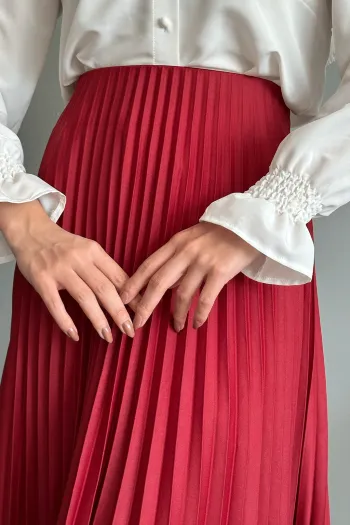 Burgundy Pleated Skirt