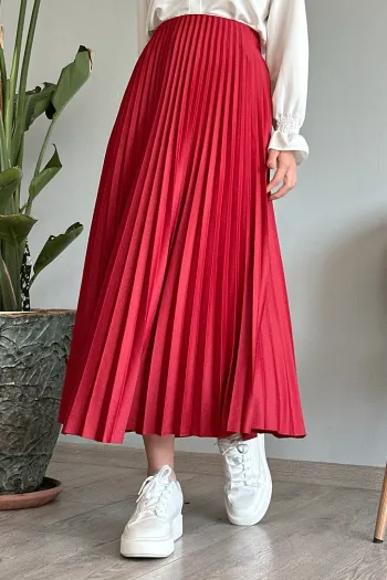 Burgundy Pleated Skirt