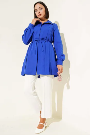 Sax Blue Tunic with Front Tie Belt