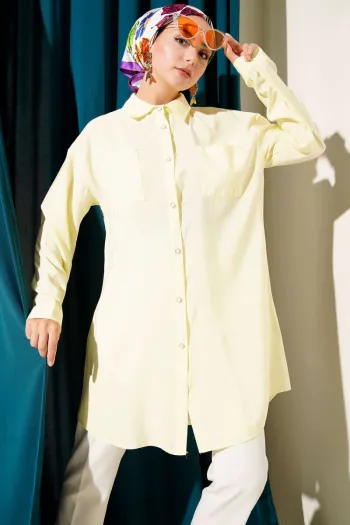 Stone Button Long Tunic Yellow